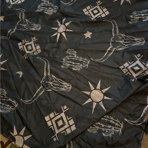 Western Themed Black and White shower curtain w hooks